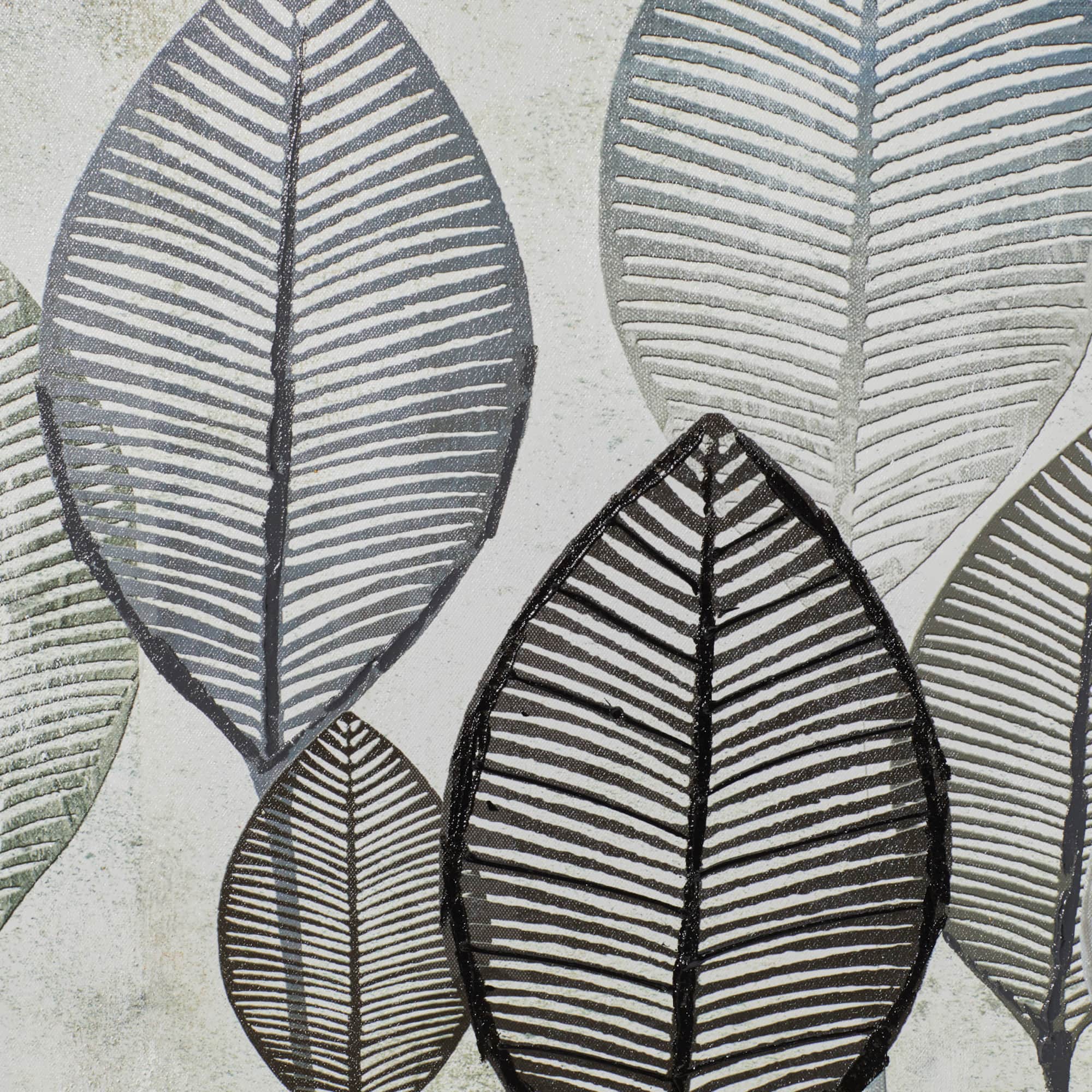 White & Gray Contemporary Leaf Framed Wall Art